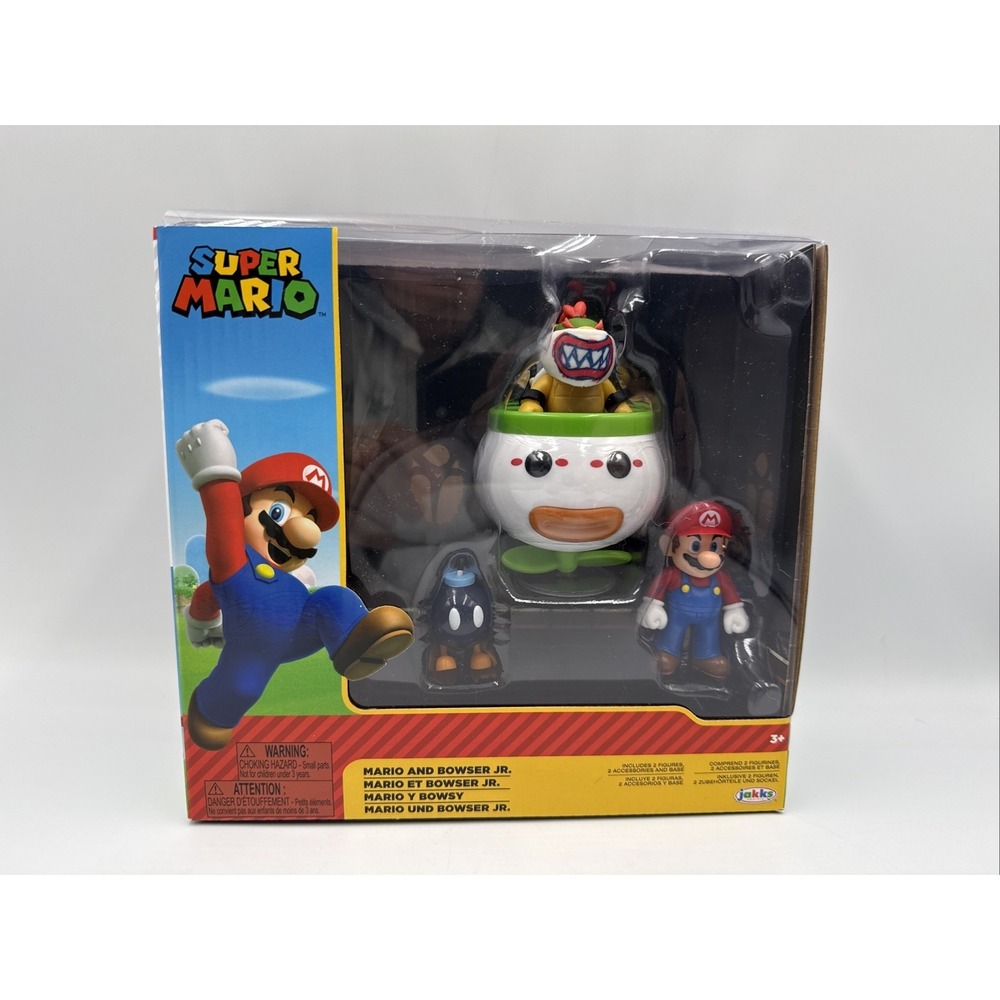 Super Mario Bowser Jr Clown Car Bob-Omb Bomb Jakks Pacific 2.5 World Of Nintendo